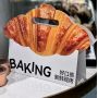 Custom Bread Dessert Baking Paper Bag Custom Logo Toast Bottom Die Cut Handle Bag