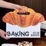 Custom Bread Dessert Baking Paper Bag Custom Logo Toast Bottom Die Cut Handle Bag