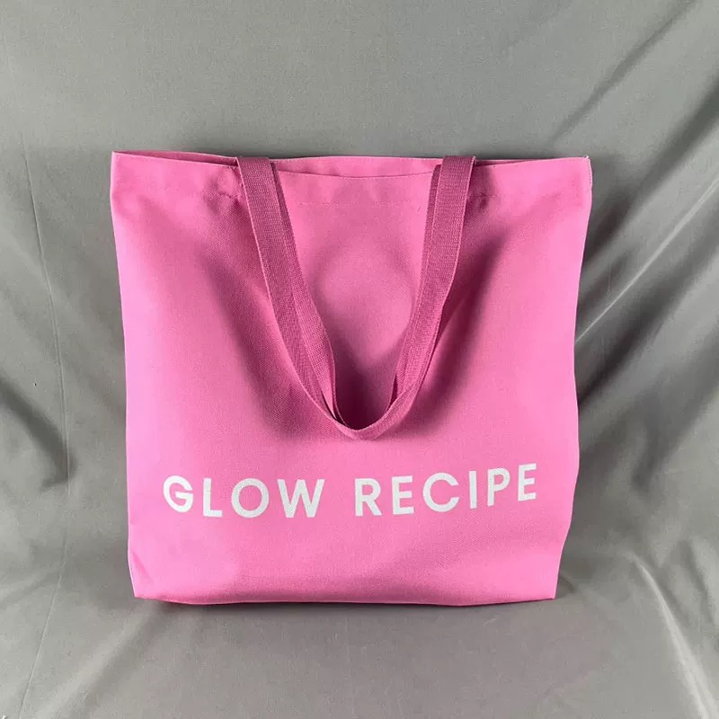 Custom pink Printed Logo Shopping Bag Eco Friendly Reusable Handle Canvas Tote Bag Cotton Canvas Bag