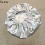 Black and White Repeat Logo Silk Satin Bonnets