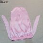 Custom Pink Satin Sleep Wide Elastic Band Bonnet With Long Bandage