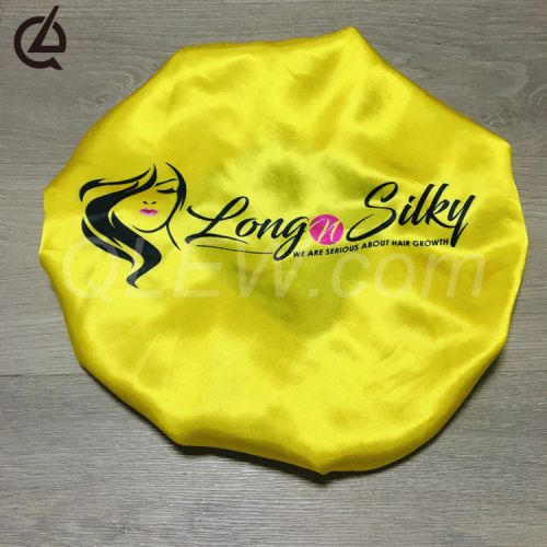 Satin Night Cap Yellow Bonnet With Logo