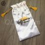 Custom White Satin hair bag with tassels