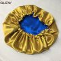 Private Label Silk Satin Bonnet Hot Pink and Gold Hair Bonnet