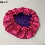 Private Label Silk Satin Bonnet Hot Pink and Gold Hair Bonnet