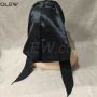 Custom logo Black Long Bonnet with Snap