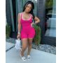 Women Sleeveless Tank Jumpsuit Rompers Playsuit Bodycon Solid Stretch Jumpsuit Shorts Pants Trousers