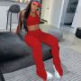 Tank Top And Stacked Pants 2 Piece Set Women Casual Sportswear Sleeveless Tracksuits