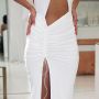Sexy dress with bare back and pure color bodycon summer evening women dresses