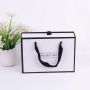 Custom drawer cardboard clothing packaging box with ribbon handle
