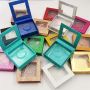 Custom Magnetic Glitter Colorful Square eyelash packaging box empty
