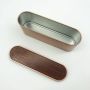 Oval wooden color metal tin box packaging custom with logo print
