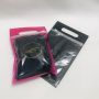 Custom hot pink ziplock satin bonnet packaging bag with handle and logo 