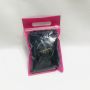 Custom hot pink ziplock satin bonnet packaging bag with handle and logo 