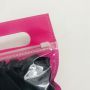 Custom hot pink ziplock satin bonnet packaging bag with handle and logo 